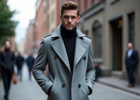 Moderner Herren Trenchcoat in Hellgrau